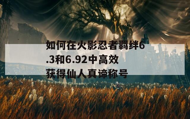 如何在火影忍者羁绊6.3和6.92中高效获得仙人真谛称号