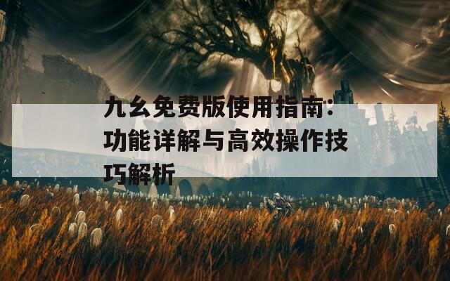 九幺免费版使用指南：功能详解与高效操作技巧解析