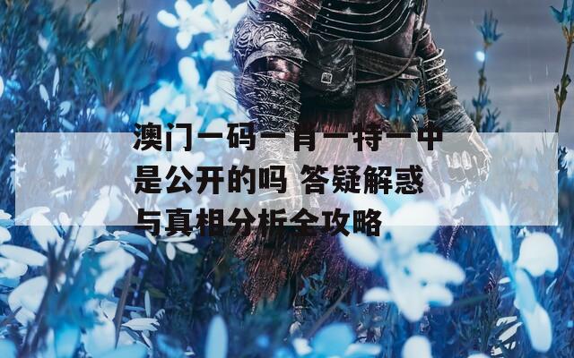 澳门一码一肖一特一中是公开的吗 答疑解惑与真相分析全攻略