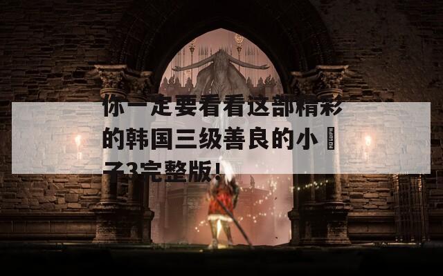 你一定要看看这部精彩的韩国三级善良的小峓子3完整版！