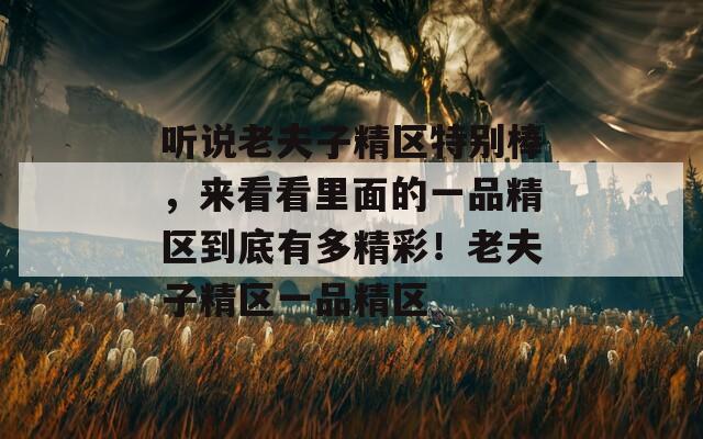 听说老夫子精区特别棒，来看看里面的一品精区到底有多精彩！老夫子精区一品精区