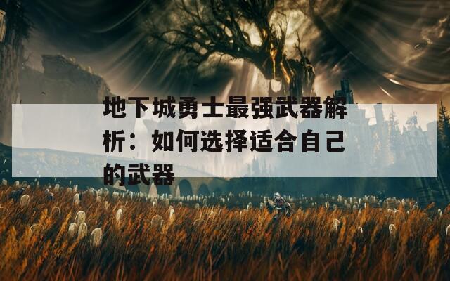 地下城勇士最强武器解析：如何选择适合自己的武器